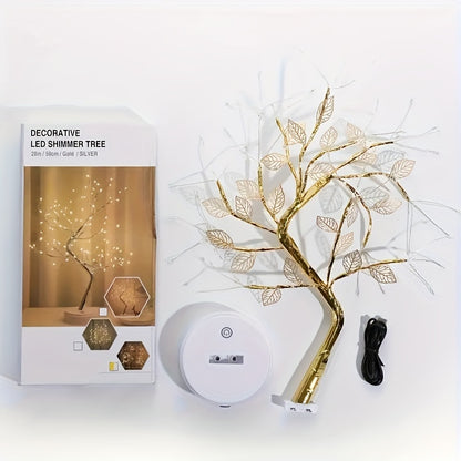 Golden Leaf Tree Lamp – 72 LED USB-Powered Decorative Light with Elegant Branch Design for Home & Events