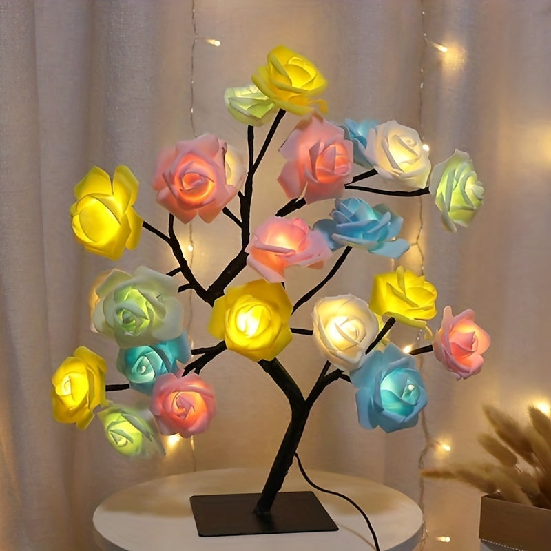 LED Rose Flower Lamp – Romantic 24-LED USB Fairy Light for Bedroom, Wedding & Valentine’s Day Decor