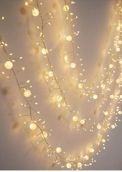 300 Cm / 118.11 Inches Long LED Ice Crack Ball String Lights - Elegant Hanging Decoration, Ramadan String Lights, Suitable for Weddings, Parties, Ramadan Festival, Eid Al-Fitr, Home/Office Decor, No Batteries Required, Easy t