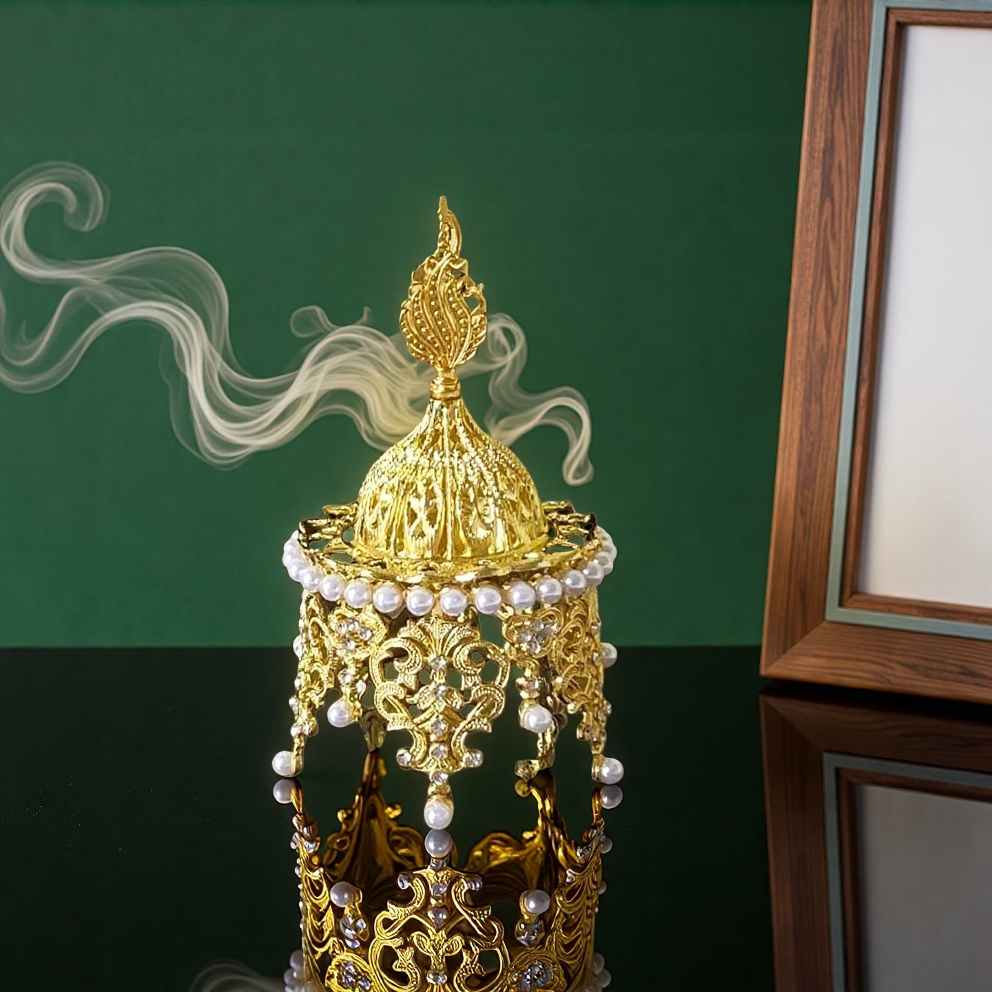 1-Set Elegant Arabic Style Metal Ramadan & Incense Burner - Ornate Islamic Charcoal Burner with Durable Design for Home Aromatherapy, Prayer Room Decor - Ramadan Gift Suitable for Ramadan/ -Fitr