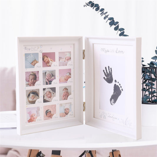 Baby Hand & Footprint Keepsake Frame – PVC Personalized Photo Display with Ink Print Kit for Christmas, Halloween, Thanksgiving & Milestone Memories