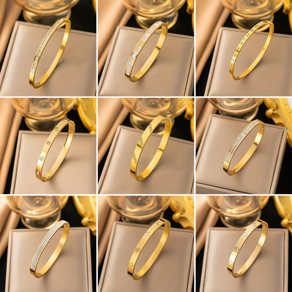 5pcs Women's Stainless Steel Bracelet Set - Elegant Interlocking Link & Beaded Jewelry, Stackable Everyday & Vacation Bangle Collection, Durable Tarnish-Resistant Watches-Like Bracelets (No Repeat Styles) for Year-Round Wear,