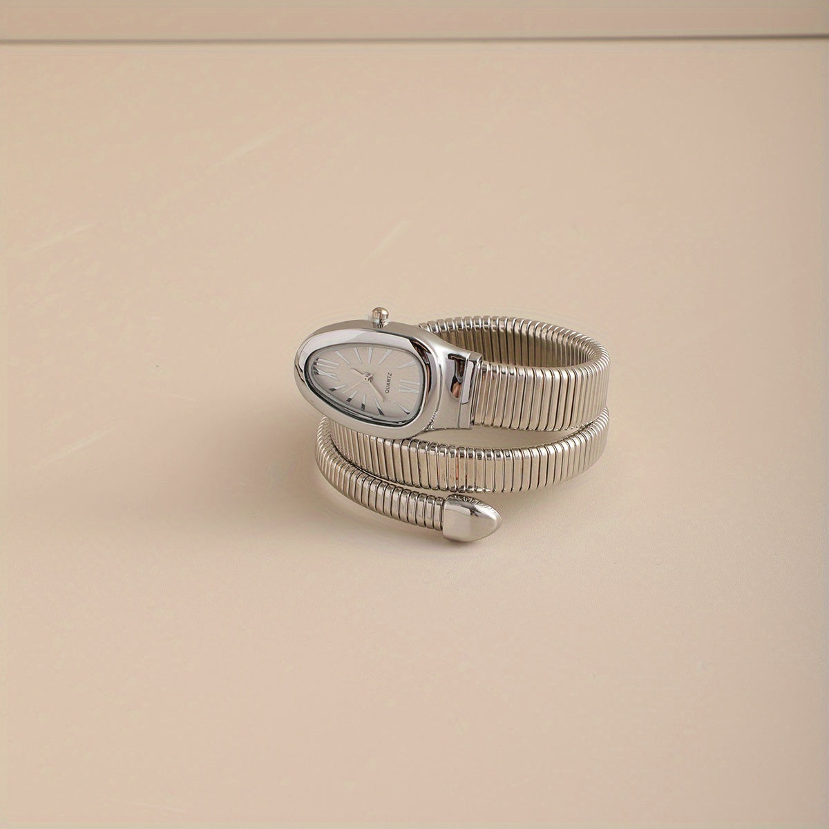 Bohemian Snake Watch Set – Quartz Movement, Flexible Coil Strap & Oval Case, Elegant Snake Pattern, Durable & Stylish Gift Timepiece