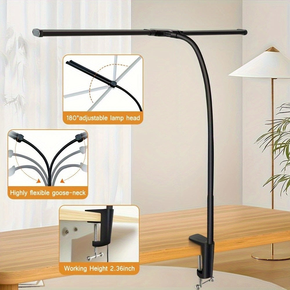 Adjustable LED Desk Lamp – Flexible Gooseneck with USB Clamp, Perfect for Reading, Study & Work