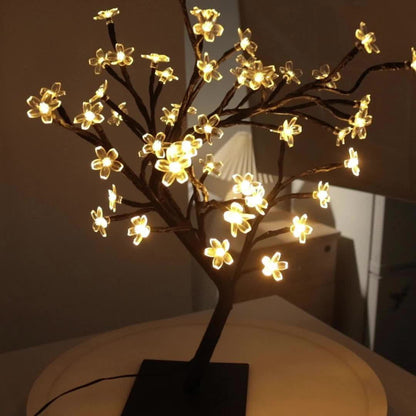 Majisu 48-LED Cherry Blossom Tree Lamp – USB-Powered Table Light with Switch Control for Home & Festive Decor