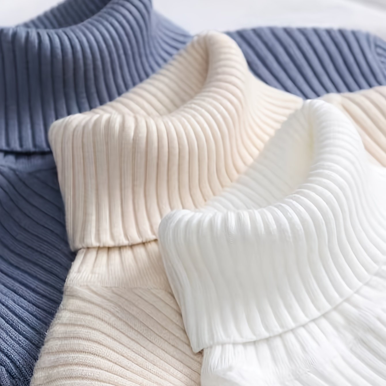 طقم سويت شيرت نسائي مكون من 3 قطع برقبة عالية - بلوفر حراري ناعم محبوك برقبة عالية للخريف والشتاء، وجزء علوي مريح متعدد الطبقات للمكتب أو الملابس غير الرسمية