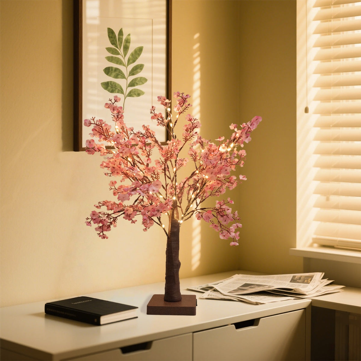 Pink Cherry Blossom Lamp – USB/Battery Powered Decorative Branch Light with Warm Glow for Home & Special Occasions