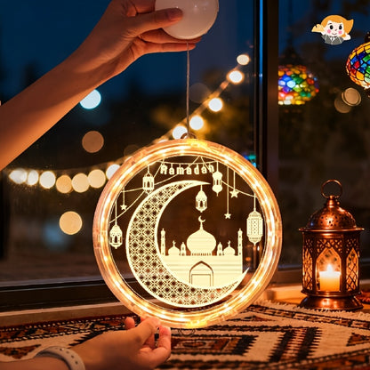 LED Ramadan Lanterns | Moon-Shaped, Multi-Style Hanging Lights for Festive Decoration, Battery-Powered (No Battery Included), Easy Hanging Installation