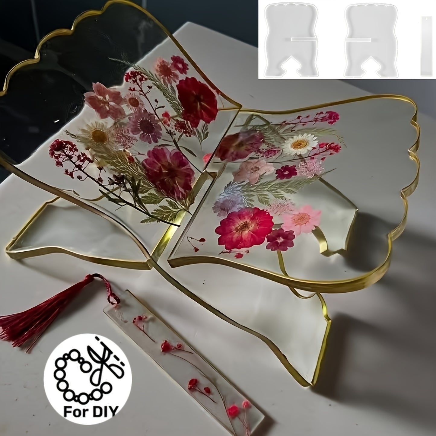 تتضمن المجموعة 3 قطع، منها رفان للقراءة وقالب سيليكون مستطيل الشكل لصنع فاصل كتب، وهي مناسبة للأعمال اليدوية باستخدام الجبس والطين وراتنج الإيبوكسي لإنشاء أعمال فنية. تتميز المجموعة بتصميم بسيط وإبداعي.