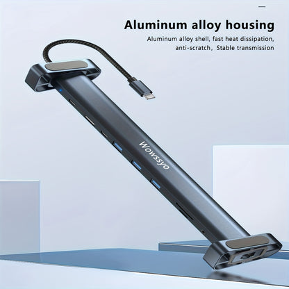 Wowssyo 10-in-1 USB-C Docking Station – Triple Display Hub with 4K HDMI, 100W PD, Ethernet, SD/TF, Audio & USB 3.0