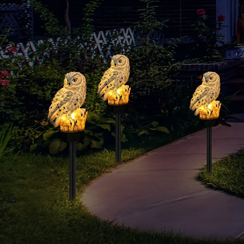 Owl Solar LED Garden Light – Resin Outdoor Decoration for Pathways, Camping & Bird-Deterrent Lighting