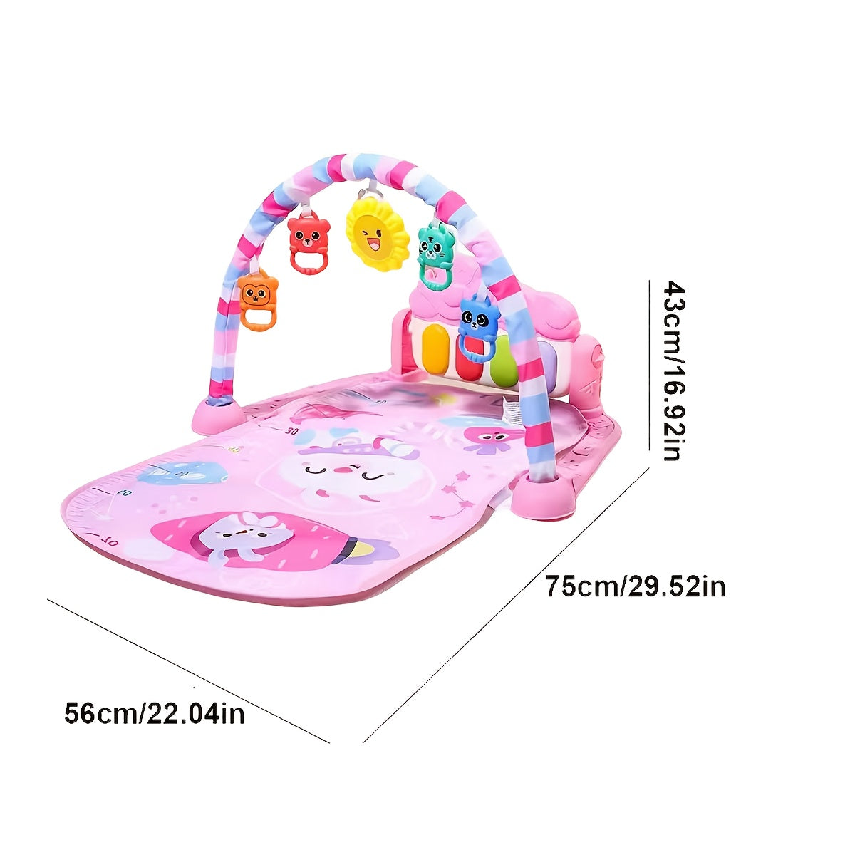 Animal-Themed Baby Fitness Rack Toy – Musical Pedal Piano Play Mat with Soft Blanket, Perfect for 0–12M Toddlers & Holiday Gifts