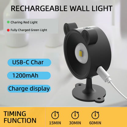 Rechargeable LED Wall Lamp – 360° Rotating Spotlight with Remote & Touch Control, 3-Color Dimming for Home & Gallery