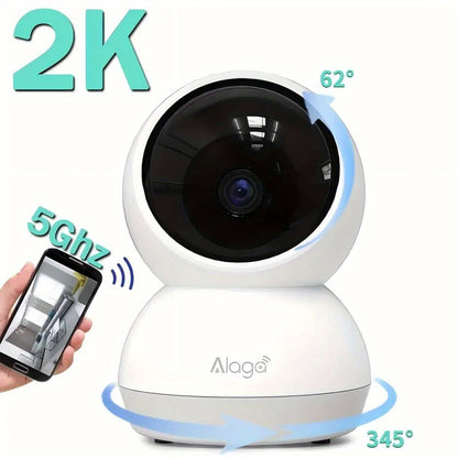 360° Panoramic 2K HD Security Camera – AI Motion Detection, Night Vision, 2.4G/5G WiFi, Google Assistant Compatible (Battery Not Included)