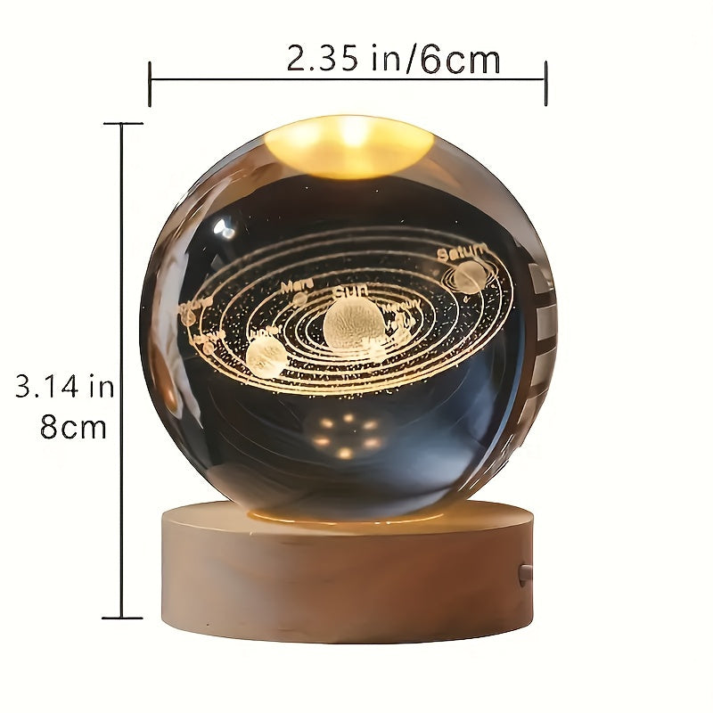 3D Saturn Crystal Ball Night Light – USB-Powered Mini Galaxy Lamp, Warm Glow Home & Office Decor Gift