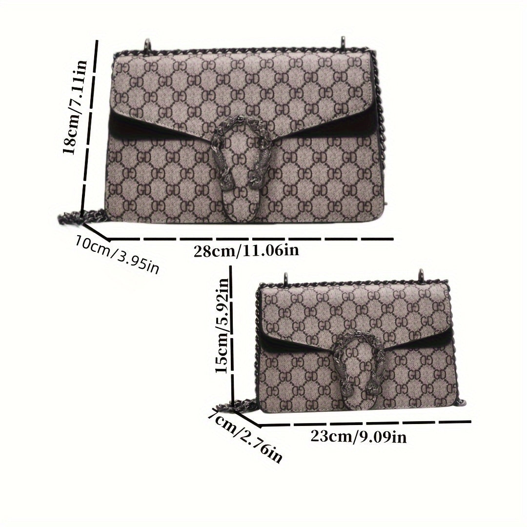 Women’s Designer-Inspired Messenger Bag – Solid Color Shoulder Handbag with Chain Strap, Buckle Closure & Edge-Paint Detailing