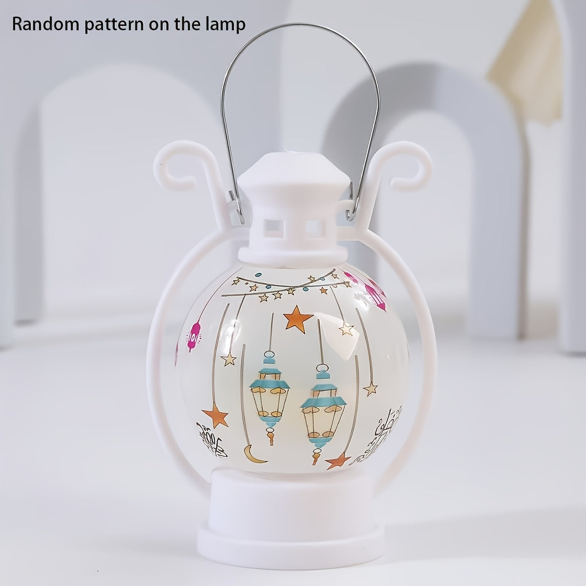 2-Pack Round LED Table Lamps with Switch-Controlled Uplighting - - Circular /Look Lighting Suitable for Parties, Ramadan/Eid Decorations, ' Rooms & Bedside - Plastic Table/Look Lights with Included