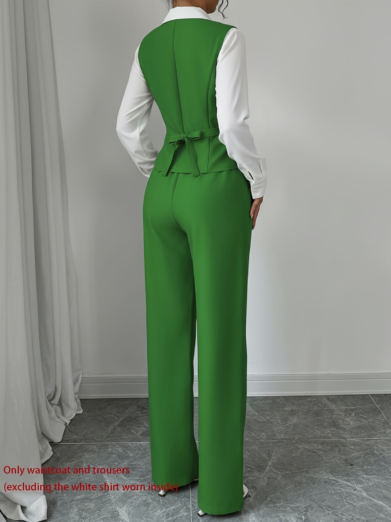 Women’s Sleeveless Cinched-Waist Vest & High-Waisted Wide-Leg Pants Set – Elegant Solid-Color Summer Two-Piece Outfit