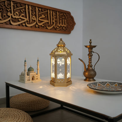 1pc Ramadan Theme Decorative Lantern | Iron Tabletop LED Handheld Light, Ramadan Fanous, Festival Lantern, Hanging Lamp, Batteries Not Included
