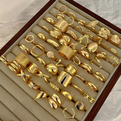 Random 24pcs Stackable Rings Set - Unique Twisted Irregular Design, Versatile Styles (Styles and Sizes May Vary, No Box)