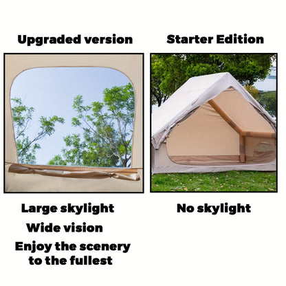 PAKICETUS 8-Person Inflatable Camping Tent — All-Season Heavy-Duty Oxford Air Cabin with Stove Jack, Easy Setup, Mesh Windows & Doors, Spacious Outdoor Shelter for Glamping, Hiking & Travel