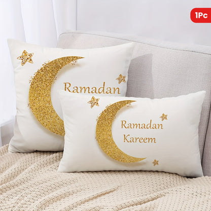 1PC Ramadan Throw Pillow Cover, Moon Decorative Cushion Cover, Home Decor for Couch Sofa Living Room Bedroom, Without Pillow Insert