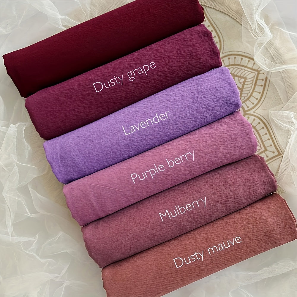 6-Piece Premium Satin Hijab Set – Non-Stretch Snug-Fit Scarves in 10 Solid Colors for Ramadan & Modest Fashion