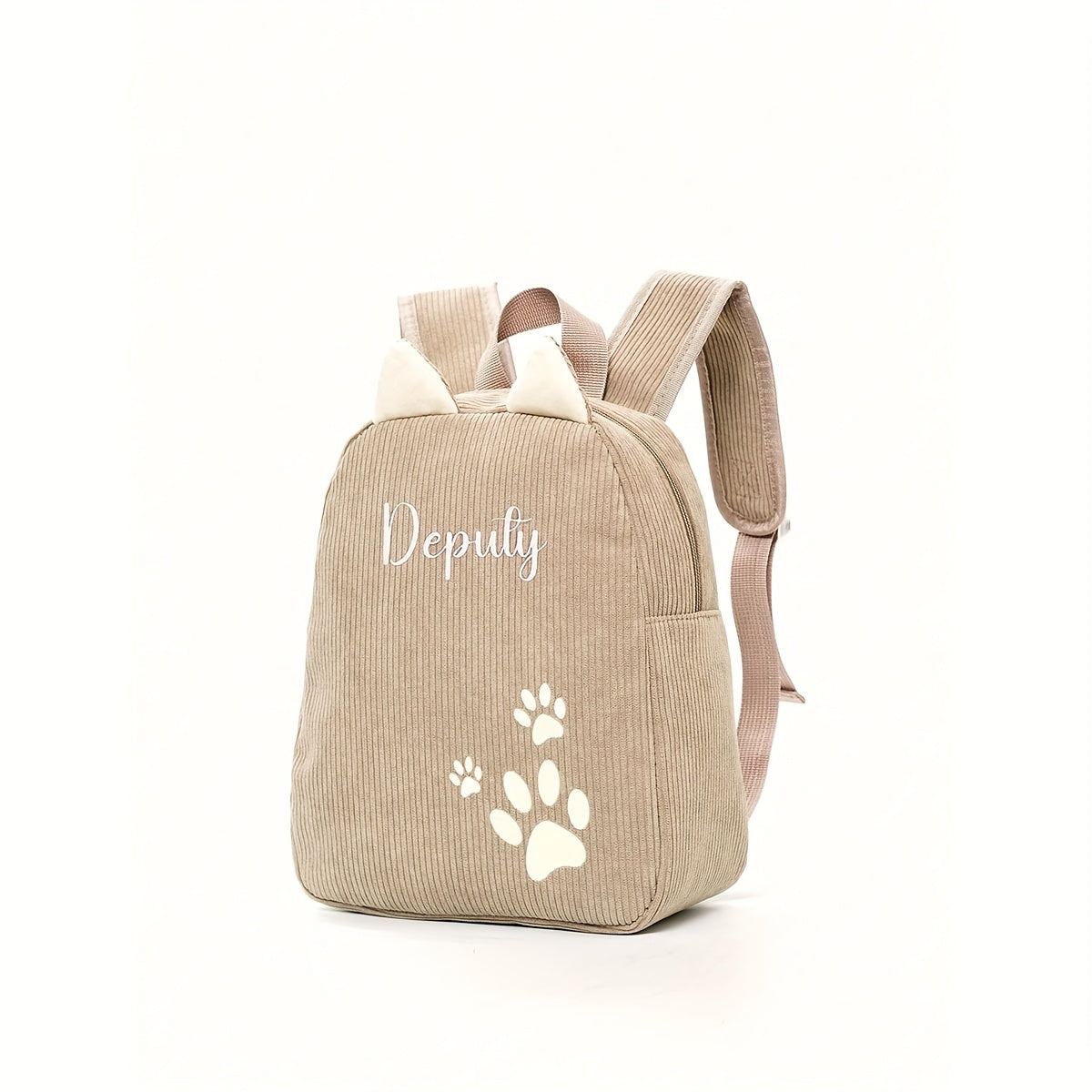 1pc ized /s Backpack with Custom Name/Text/Logo - Cute & Paw Print Design, Lightweight School for &, Adjustable Straps, Zipper Closure, Beige/Pink/Black/Khaki - Ideal Gift (Embroidery Service Included