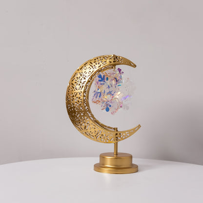 LED Iron Hollow Moon Light | Rotatable, Suitable for Desk Lamp, Decorative for Christmas, Ramadan, Valentine'S Day, Winter Holidays