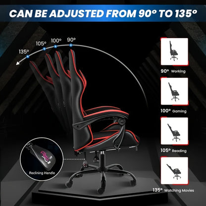 Ergonomic Gaming Chair – High-Back Recliner with Headrest, Lumbar Support & 360° Swivel for Office or Home Setup