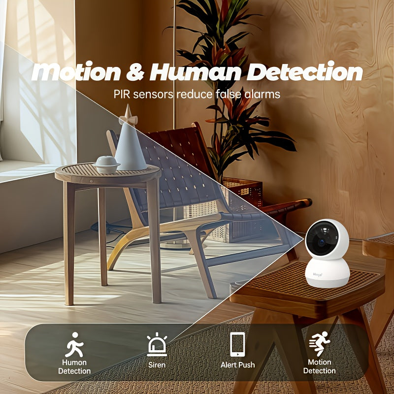 360° Panoramic 2K HD Security Camera – AI Motion Detection, Night Vision, 2.4G/5G WiFi, Google Assistant Compatible (Battery Not Included)