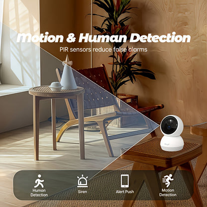 360° Panoramic 2K HD Security Camera – AI Motion Detection, Night Vision, 2.4G/5G WiFi, Google Assistant Compatible (Battery Not Included)