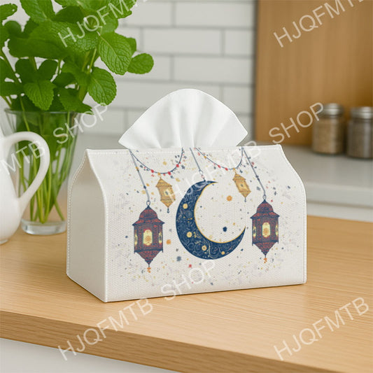 1pc Contemporary Artistic Tissue Box with Lantern And Crescent Design, Made from Durable Fabric for Use in Kitchen, Living Room, Bedroom, And Car, Ideal for Home And Party Decorations