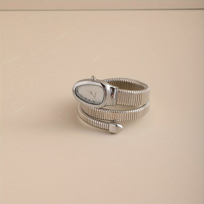 Bohemian Snake Quartz Watch – Stylish Flexible Coil Strap, Oval Case, Trendy Decorative Design, Perfect Gift for Women