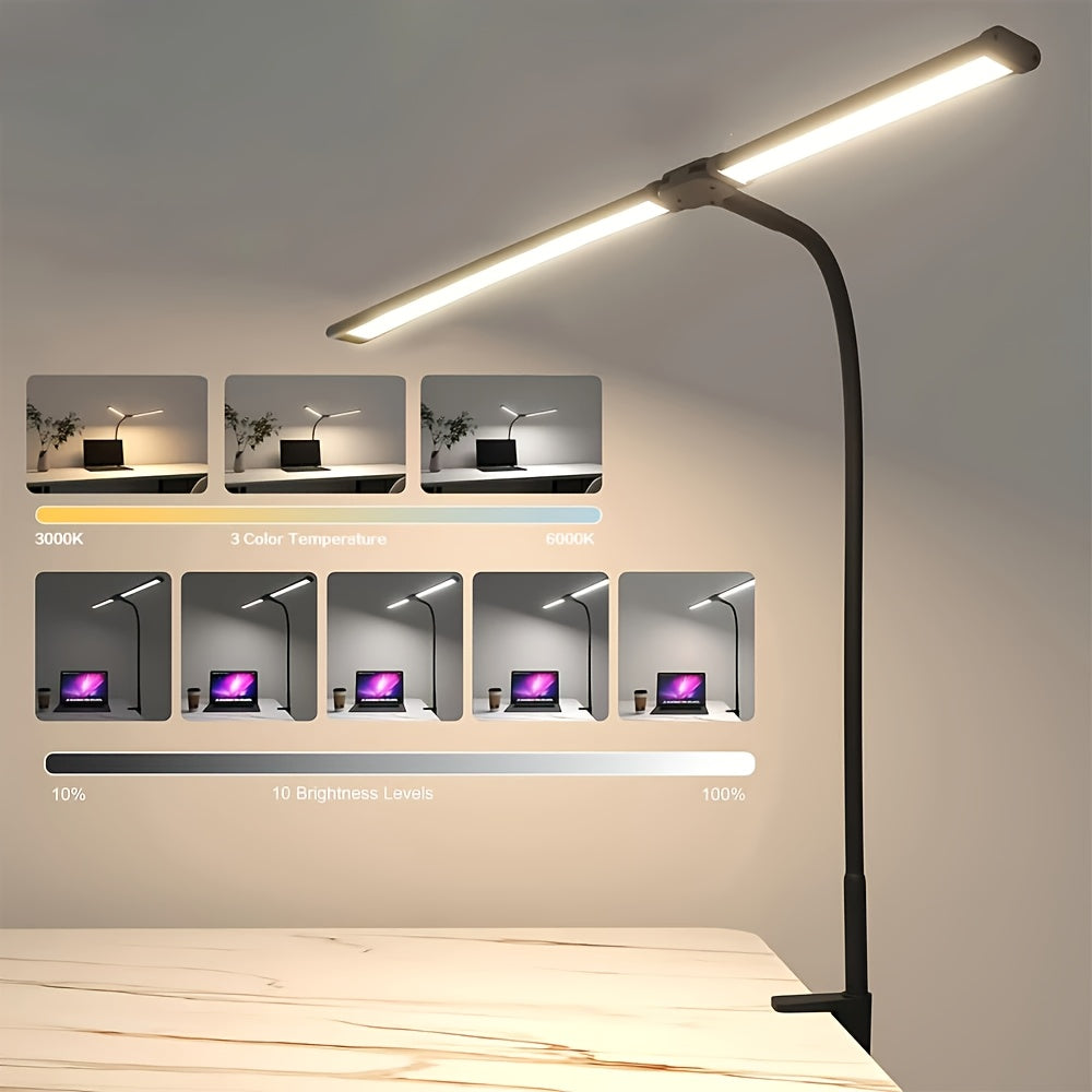 Adjustable LED Desk Lamp – Flexible Gooseneck with USB Clamp, Perfect for Reading, Study & Work