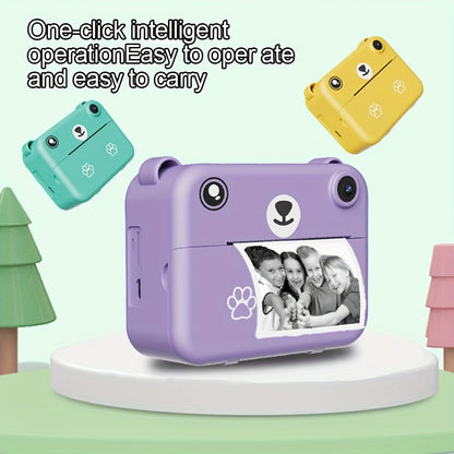 Mini Thermal Instant Printing Camera for Kids – Portable Shock-Resistant Camera with 3/5/10s Delay, USB Charging, 1300mAh Battery & 3 Rolls of Paper