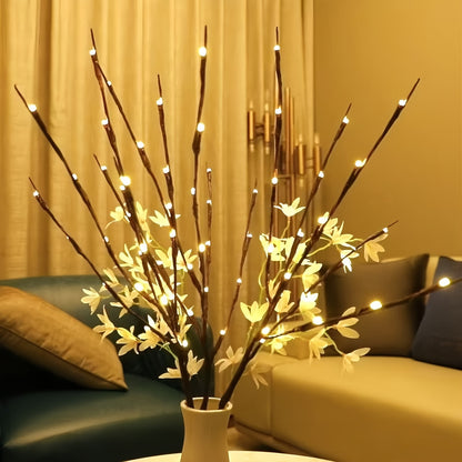 2-Piece Artificial Tree Branch LED Light Set – Battery-Powered 20-LED Vase Decorations for Home, Holidays & Romantic Bedside Lighting