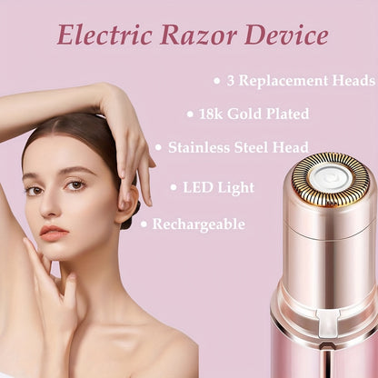 DM Facial Hair Removal for Women, Electric Painless USB Rechargeable Facial Hair Remover for Face, Lip, Leg LED Light