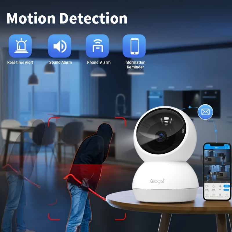 360° Panoramic 2K HD Security Camera – AI Motion Detection, Night Vision, 2.4G/5G WiFi, Google Assistant Compatible (Battery Not Included)
