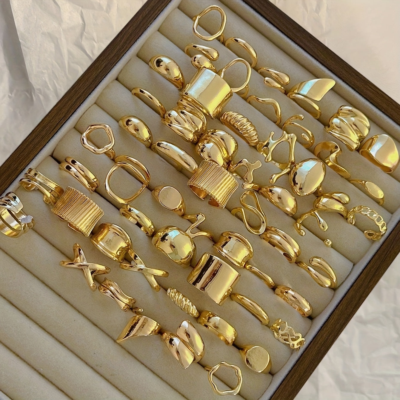 Random 24pcs Stackable Rings Set - Unique Twisted Irregular Design, Versatile Styles (Styles and Sizes May Vary, No Box)