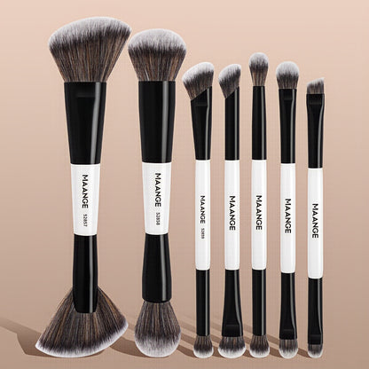 MAANGE 7-Piece Double-Head Makeup Brush Set – Soft Thick Bristles for Foundation, Powder, Blush & Travel-Friendly Beauty Application