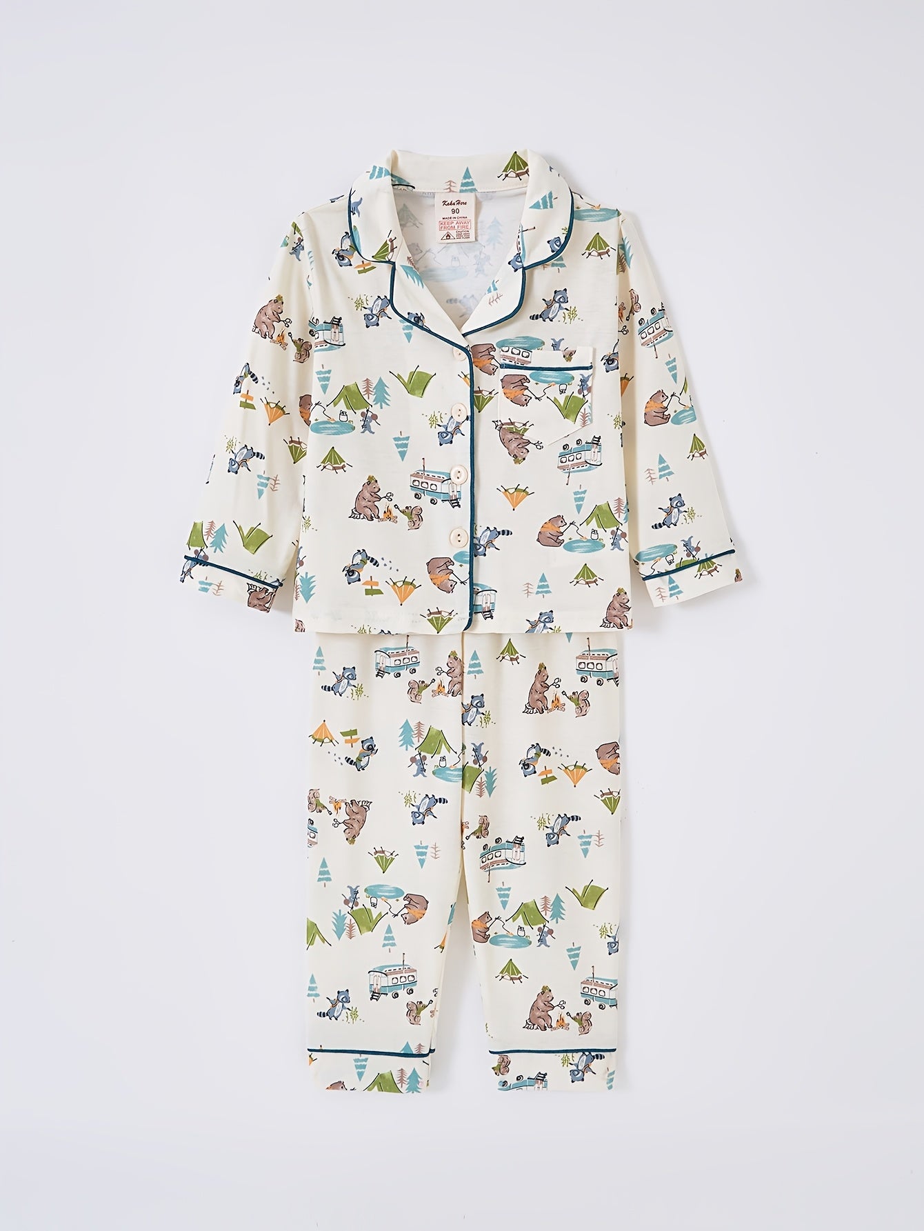 Random 4-Piece (2 Sets) Boys’ Dinosaur Print Shirt & Elastic-Waist Pants – Polyester Cartoon Pajama/Home Wear Sets for Ages 2–7, Spring/Autumn/Winter