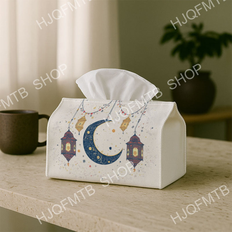 1pc Contemporary Artistic Tissue Box with Lantern And Crescent Design, Made from Durable Fabric for Use in Kitchen, Living Room, Bedroom, And Car, Ideal for Home And Party Decorations