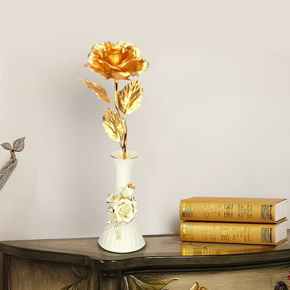 Golden Foil Rose Gift Box Set – Elegant Faux Rose Keepsake for Mother’s Day, Birthdays, Parties & Romantic Gifts