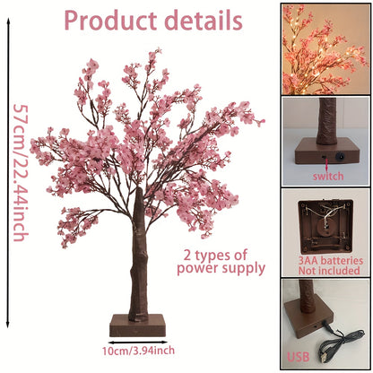 Pink Cherry Blossom Lamp – USB/Battery Powered Decorative Branch Light with Warm Glow for Home & Special Occasions