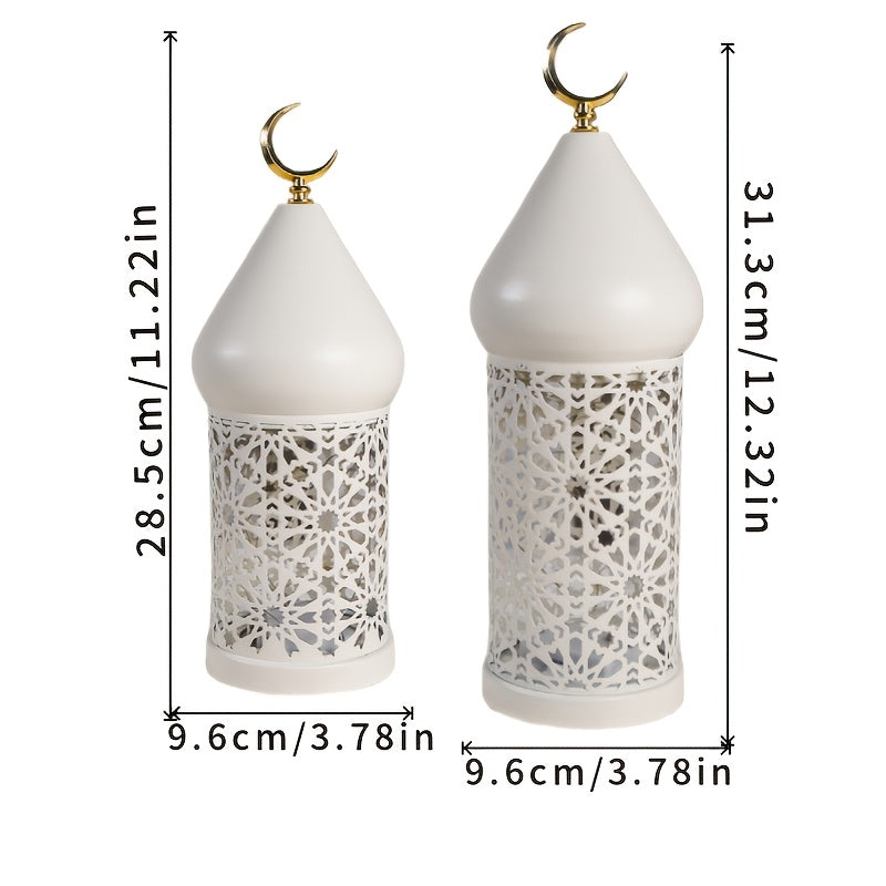 1pc Elegant Metal Hollow LED Decorative Lantern - Hollow for Airflow, Battery- Suitable for (Battery Not Included) - Desktop/Tabletop Light for Ramadan, Weddings, Birthdays, - Metal Frame, Traditional & Modern LED