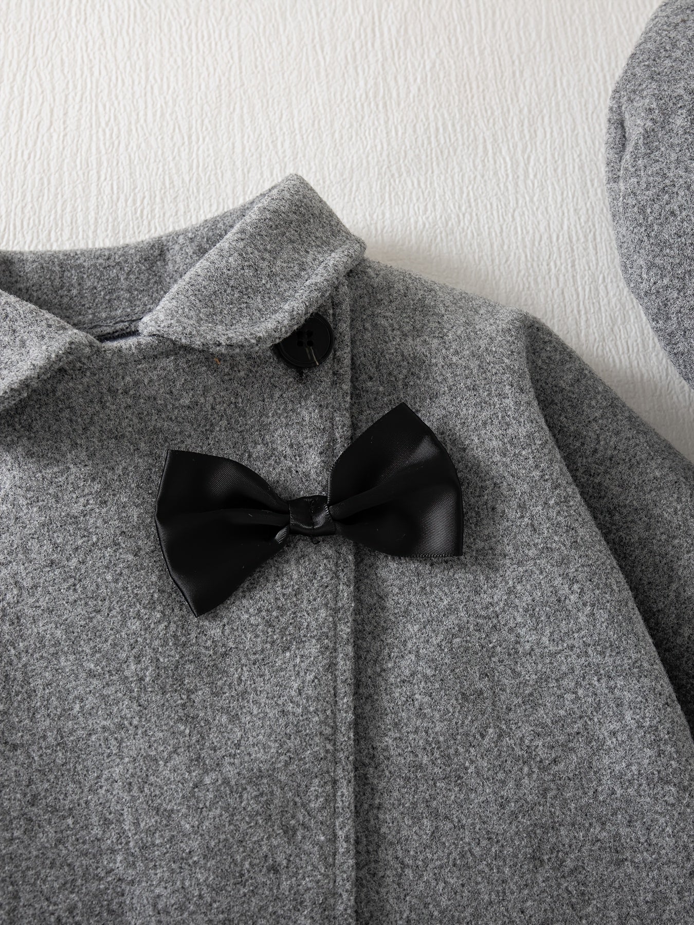 3-Piece Winter Baby Dress Set – Jacket, Vest Dress & Matching Hat with Bow and Button Details, Soft Cozy Outfit for 1st Birthdays & Christenings (Grey)