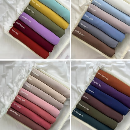 6-Piece Premium Satin Hijab Set – Non-Stretch Snug-Fit Scarves in 10 Solid Colors for Ramadan & Modest Fashion
