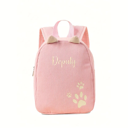 1pc ized /s Backpack with Custom Name/Text/Logo - Cute & Paw Print Design, Lightweight School for &, Adjustable Straps, Zipper Closure, Beige/Pink/Black/Khaki - Ideal Gift (Embroidery Service Included