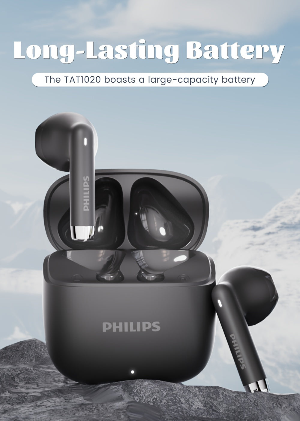 PHILIPS 2025 Wireless Earbuds — V6.0 Upgrade, Low Latency, Long Battery Life, Noise-Isolating with Microphone for Gaming, Sports & Music